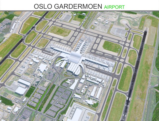 Oslo Gardermoen Airport 15km 3D Модель .c4d .max .obj .3ds .fbx .stl .blend 