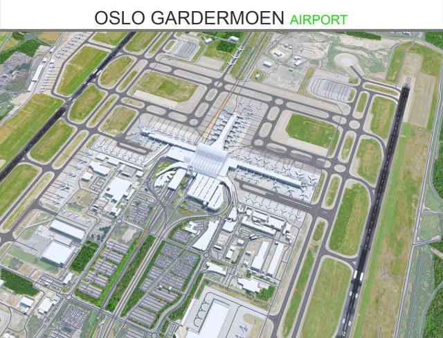 Oslo Gardermoen Airport 15km 3D Model .c4d .max .obj .3ds .fbx .stl .blend