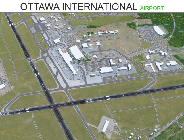 Ottawa International Airport 10km 3D Model .c4d .max .obj .3ds .fbx .stl .blend