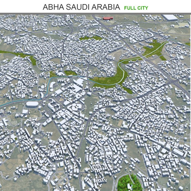 Abha city Saudi Arabia 50km 3D Model .c4d .max .obj .3ds .fbx .stl .blend 