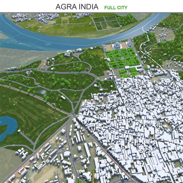 Agra city India 50km 3D मॉडल .c4d .max .obj .3ds .fbx .stl .blend 