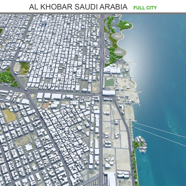 Al Khobar city Saudi Arabia 50km 3D Model .c4d .max .obj .3ds .fbx .stl .blend 