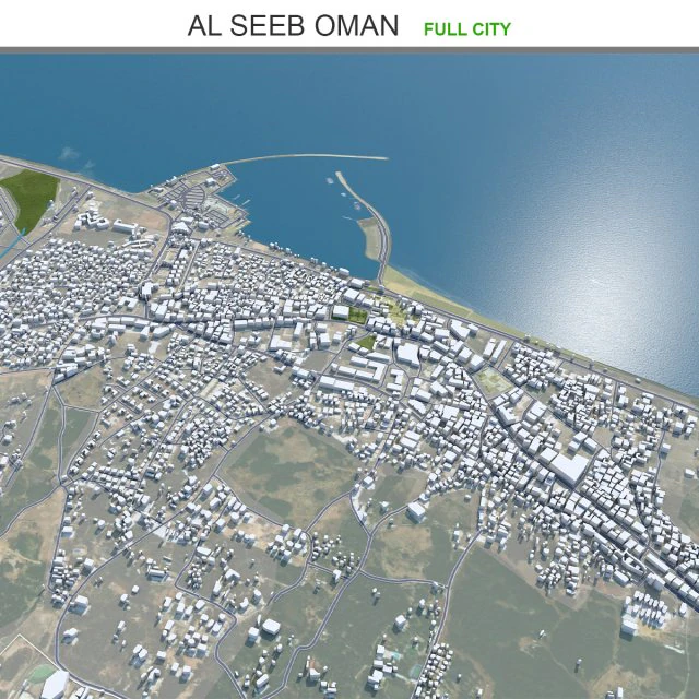 Al Seeb city Oman 40km 3D Model .c4d .max .obj .3ds .fbx .stl .blend 