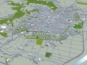 Asan City South Korea 20km 3D Model