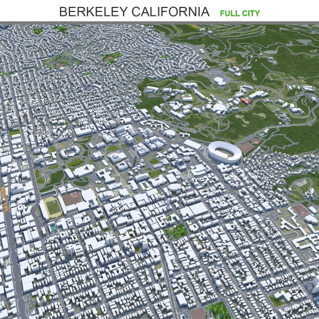 Berkeley city California 30km 3D Model .c4d .max .obj .3ds .fbx .stl .blend 