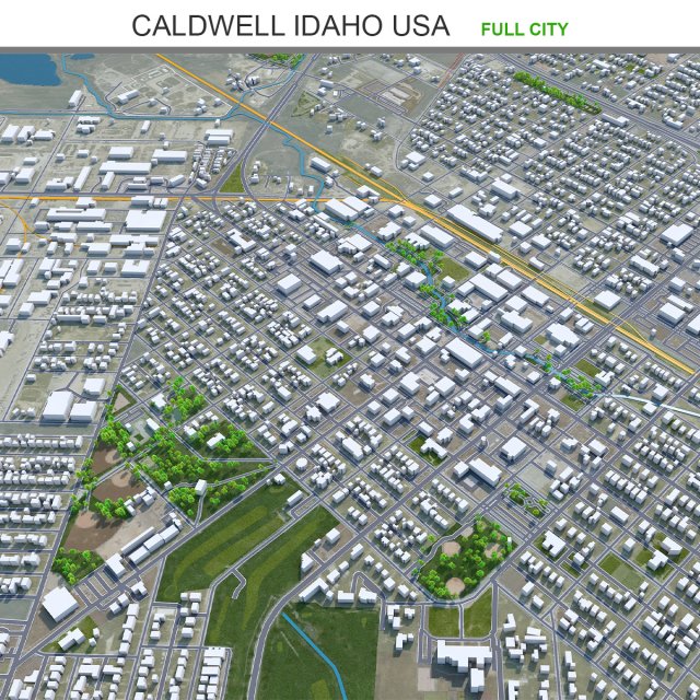 Caldwell City Idaho USA 20km 3D-Modell .c4d .max .obj .3ds .fbx .stl .blend 