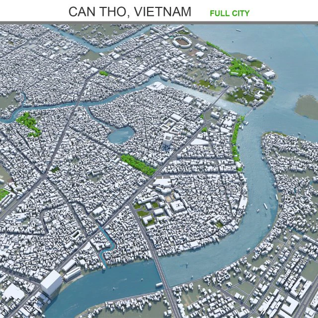 Can Tho city Vietnam 30km 3D Model .c4d .max .obj .3ds .fbx .stl .blend