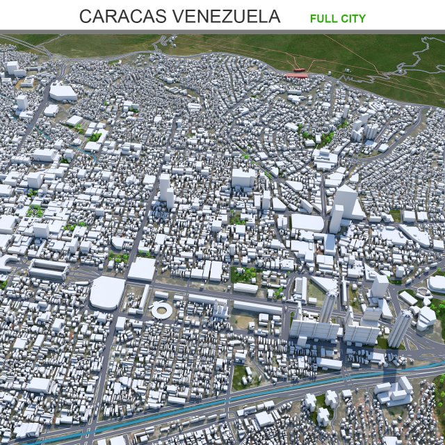 Caracas City Venezuela 40km 3D Model .c4d .max .obj .3ds .fbx .stl .blend 