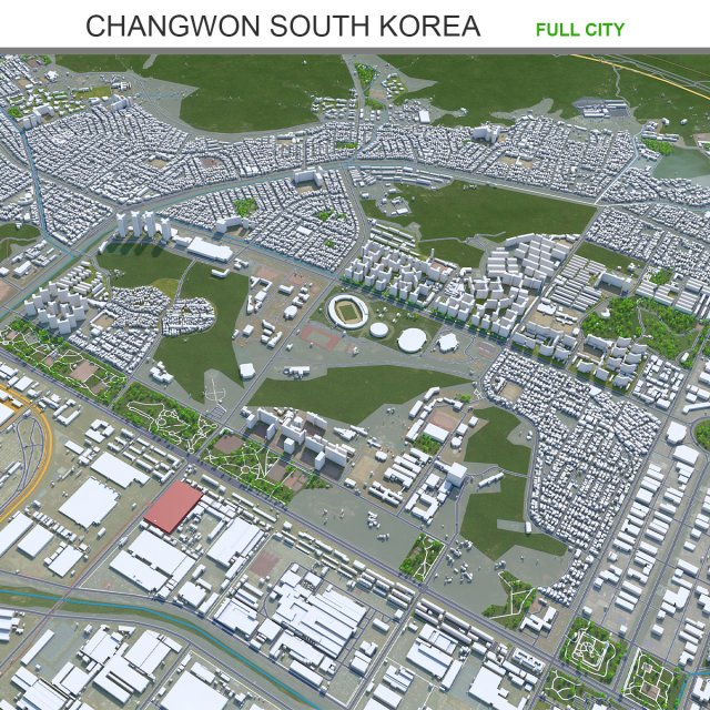 Changwon City South Korea 30km 3D-Modell .c4d .max .obj .3ds .fbx .stl .blend 