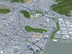 Changwon City South Korea 30km 3D-Modell