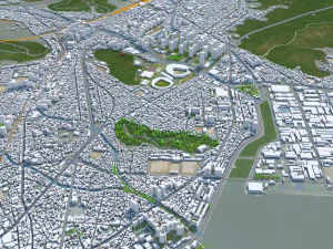 Changwon City South Korea 30km 3D Model