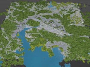 Changwon City South Korea 30km 3D Model