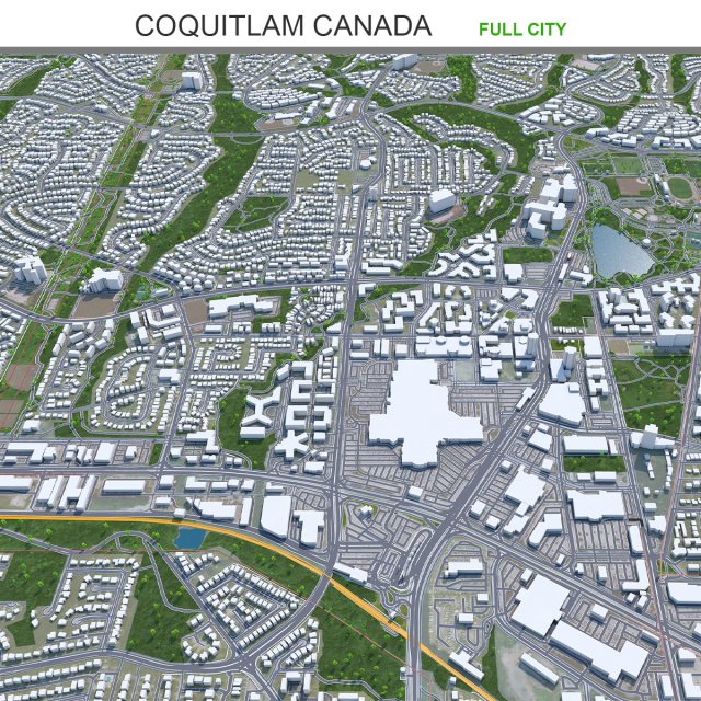 Coquitlam city Canada 20km 3D Model .c4d .max .obj .3ds .fbx .stl .blend 
