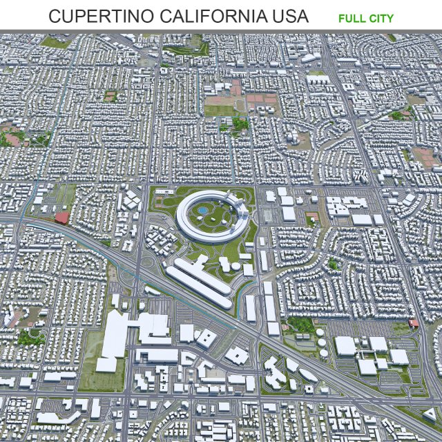 Cupertino city California USA 20km 3Dモデル .c4d .max .obj .3ds .fbx .stl .blend 