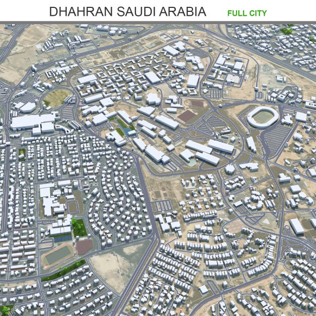 Dhahran Saudi Arabia 50km 3D Model .c4d .max .obj .3ds .fbx .stl .blend 