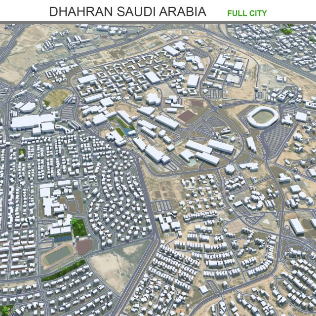Dhahran Saudi Arabia 50km 3D Model .c4d .max .obj .3ds .fbx .stl .blend 