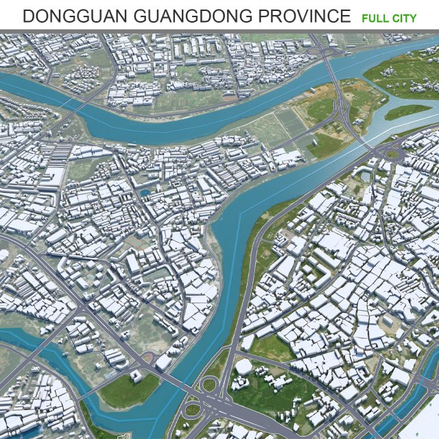 Dongguan Guangdong Province China 50km Model 3D .c4d .max .obj .3ds .fbx .stl .blend 