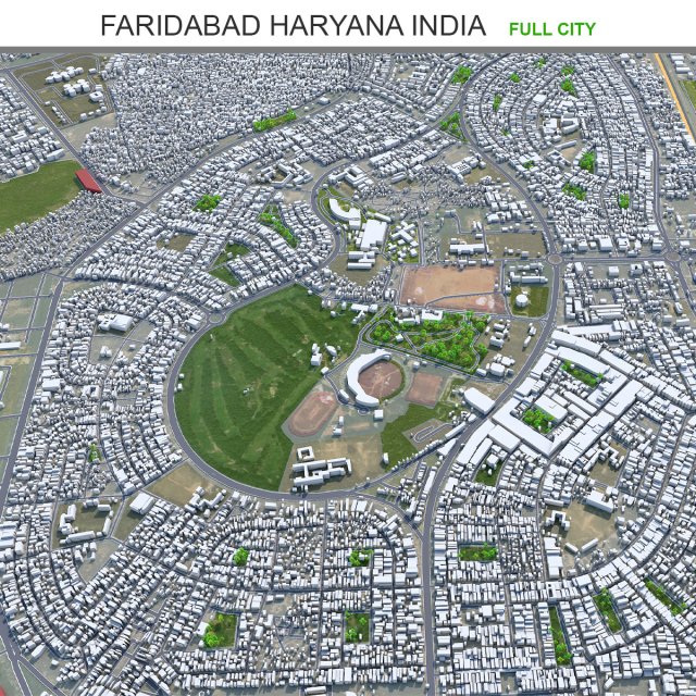 Faridabad city Haryana India 50km 3D Model .c4d .max .obj .3ds .fbx .stl .blend 