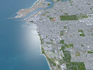 Fremantle city Western Australia 15km 3D Model