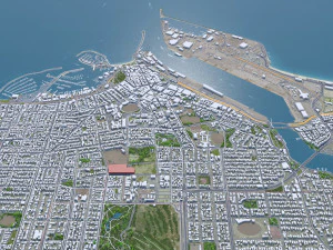 Fremantle city Western Australia 15km 3D Model