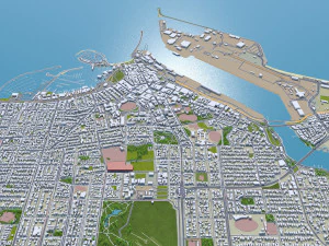 Fremantle city Western Australia 15km 3D Model
