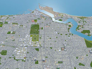 Fremantle city Western Australia 15km 3D Model