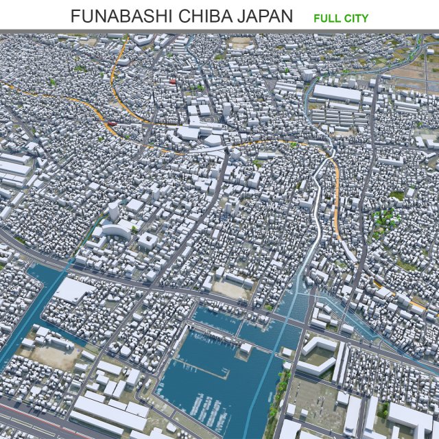 Funabashi city Chiba Japan 30km Modelo 3D .c4d .max .obj .3ds .fbx .stl .blend 
