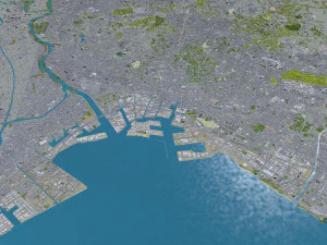 Funabashi city Chiba Japan 30km 3D Model