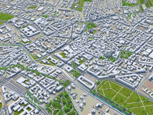 Gliwice city Poland 30km 3D मॉडल