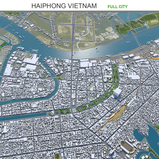 Haiphong city Vietnam 30km Modello 3D .c4d .max .obj .3ds .fbx .stl .blend 