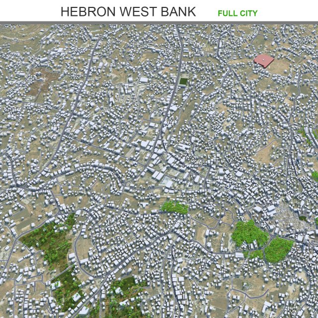 Hebron city West Bank 30km 3D Модель .c4d .max .obj .3ds .fbx .stl .blend 