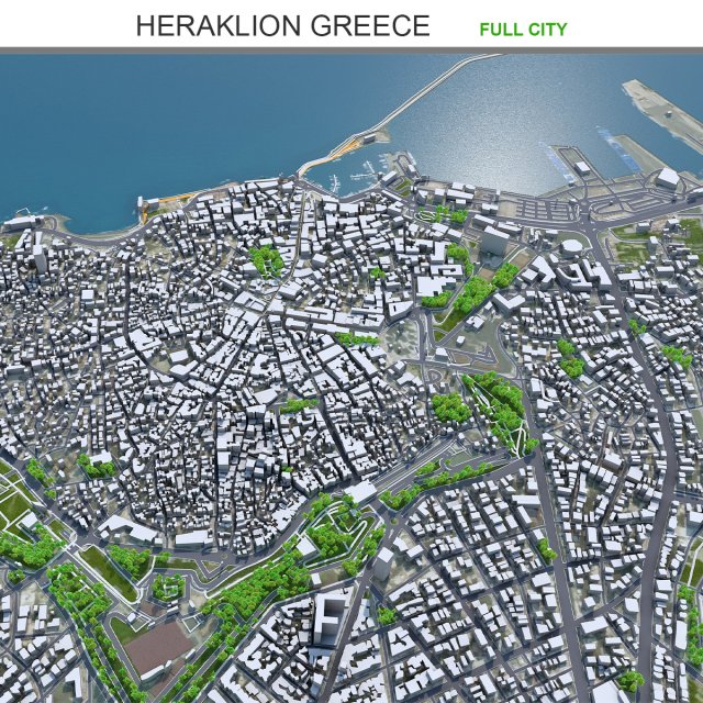 Heraklion city Greece 30km Model 3D .c4d .max .obj .3ds .fbx .stl .blend 