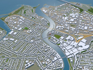 Inverness city United Kingdom 30km 3D Model
