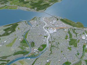 Inverness city United Kingdom 30km 3D Model