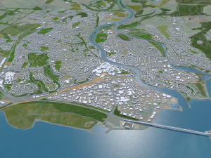Inverness city United Kingdom 30km Modello 3D