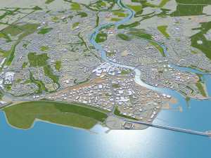 Inverness city United Kingdom 30km Modello 3D