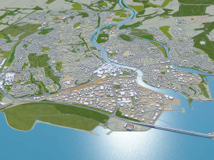 Inverness city United Kingdom 30km 3D Model
