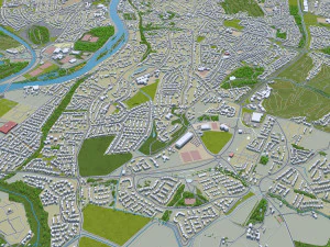 Inverness city United Kingdom 30km 3D Model