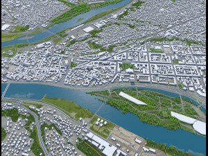 Kaunas city Lithuania 50km 3D Model