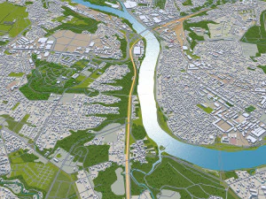Kaunas city Lithuania 50km 3D Model