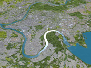 Kaunas city Lithuania 50km 3D Model