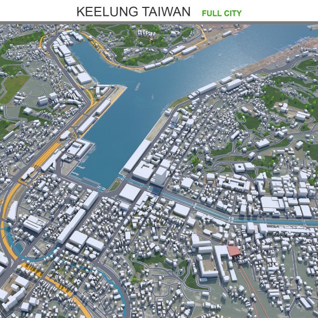 Keelung city Taiwan 20km 3D Model .c4d .max .obj .3ds .fbx .stl .blend 