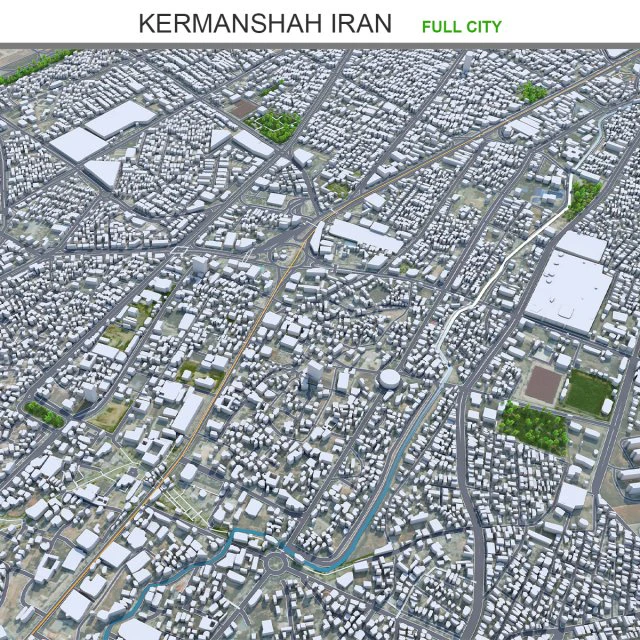 Kermanshah city Iran 50km 3D Model .c4d .max .obj .3ds .fbx .stl .blend 