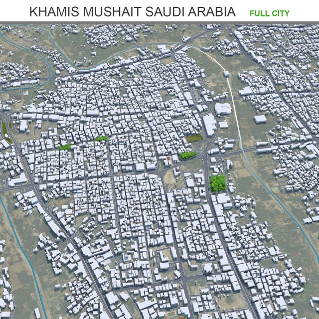 Khamis Mushait city Saudi Arabia 50km 3D Model .c4d .max .obj .3ds .fbx .stl .blend 