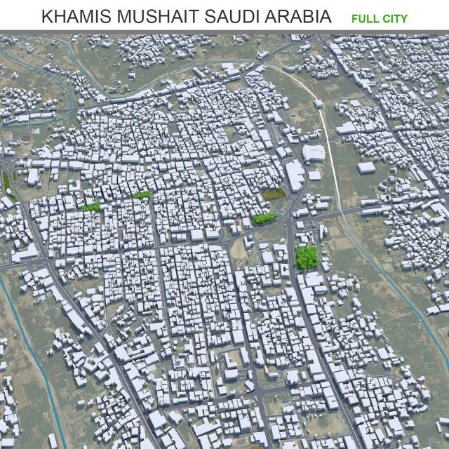Khamis Mushait city Saudi Arabia 50km 3D Model .c4d .max .obj .3ds .fbx .stl .blend