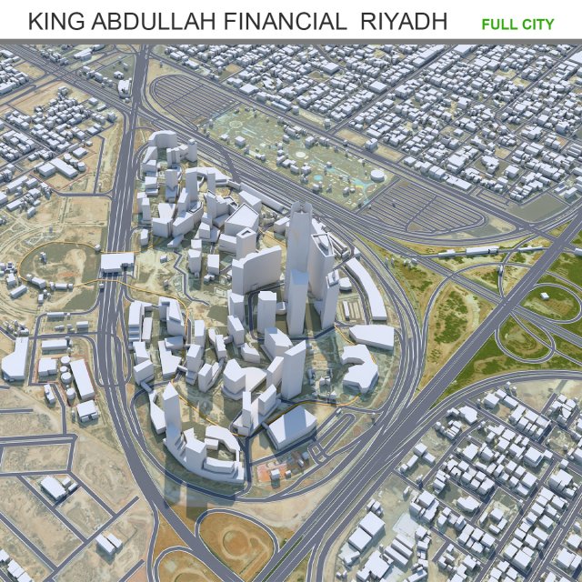 King Abdullah Financial District KAFD Riyadh 5km 3D-Modell .c4d .max .obj .3ds .fbx .stl .blend 