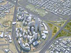King Abdullah Financial District KAFD Riyadh 5km 3D Model