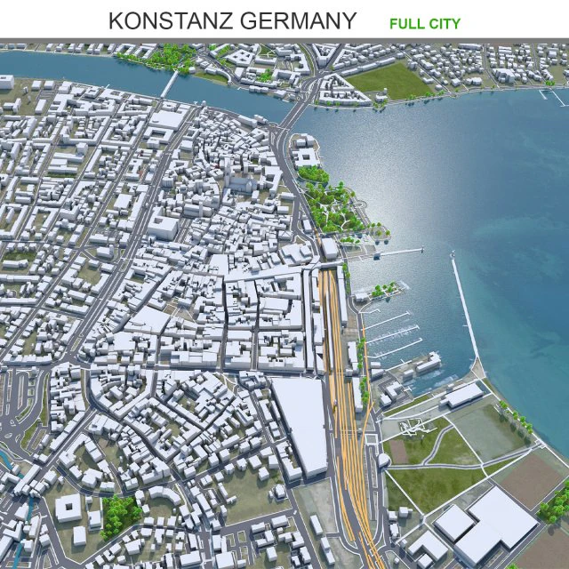 Konstanz city Germany 20km 3D Model .c4d .max .obj .3ds .fbx .stl .blend