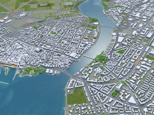 Konstanz city Germany 20km 3D Model