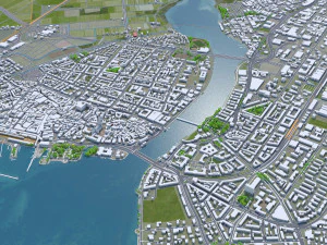 Konstanz city Germany 20km 3D Model